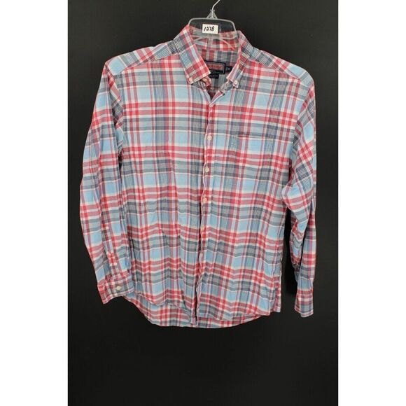 VINEYARD VINES MURRAY SHIRT LONG SLEEVE SIZE MEDIUM BLUE PINK PLAID BUTTON DOWN - Picture 1 of 7